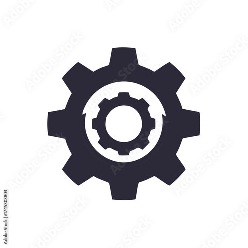 Gear icon in dark color for technology and engineering concept