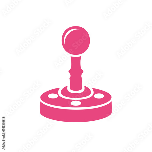 Pink joystick icon design with ball top for games and virtual reality