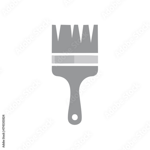 Simple gray illustration of a paintbrush for design and painting concepts.