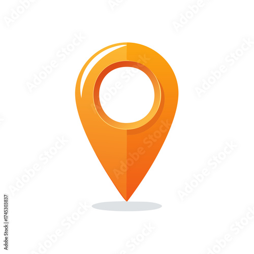 Orange 3D Location Pin Marker Icon for GPS Navigation and Destination Pointer