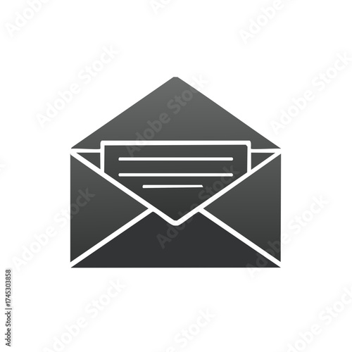 Open envelope with message, modern icon design