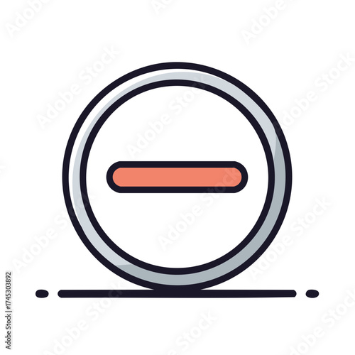 Minus Symbol with Circular Border and Shadow, Negative Sign, Arithmetic, Mathematics Operations