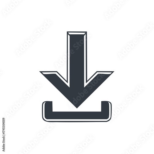 Stylized Illustration of a Download Arrow Icon Symbol for Graphic Design