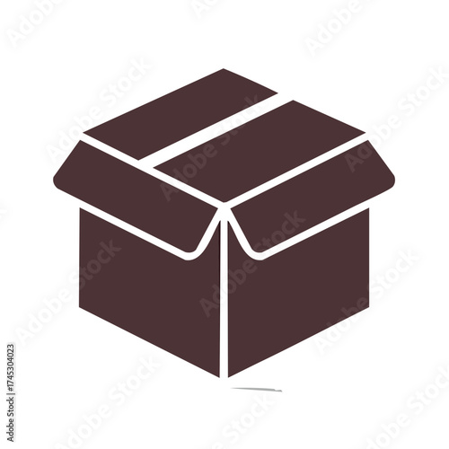 Brown Open Cardboard Box Icon, Delivery Package Vector Art, Shipping Container Graphics