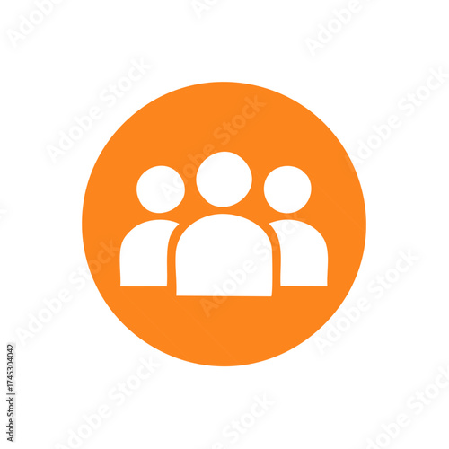 Group of people icon orange circle symbol for community teamwork and social connection