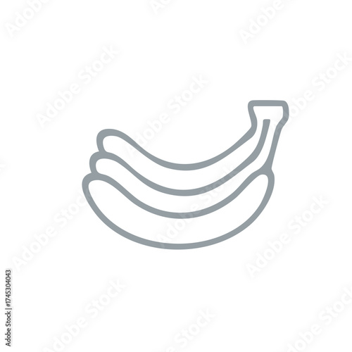 Simple line art icon illustration of a bunch of bananas stylized with clean grey outlines.
