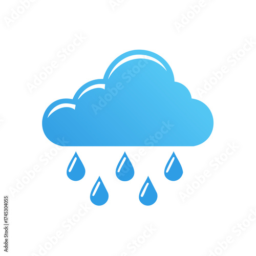 Blue cloud with raindrops, weather forecast, illustration