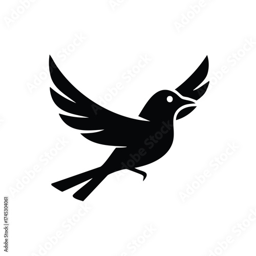 Soaring Bird Silhouette with Stylized Wings Illustration