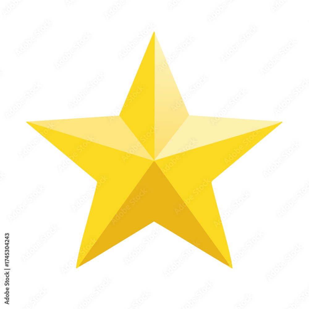 Fototapeta premium Bright golden five point star vector icon success rating favorite premium quality symbol