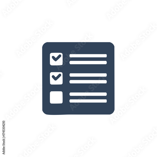 Modern minimalist checklist icon with completed and pending tasks representing project progress and organization