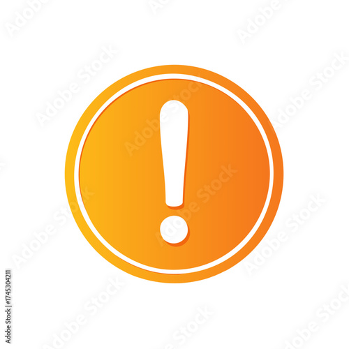 Orange warning sign with exclamation point in a circle