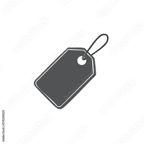 Gray price tag with string illustration for price, sale, or discount labels