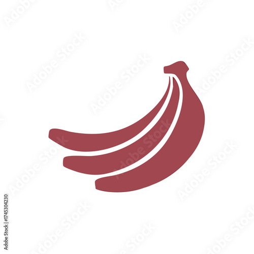 Minimalist vector graphic of a vibrant red banana bunch for healthy eating and tropical designs