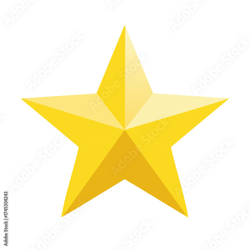 Bright golden five point star vector icon success rating favorite premium quality symbol