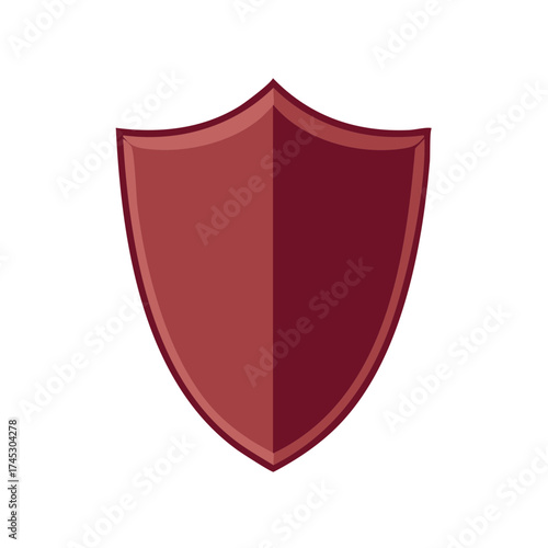 Red and Burgundy Shield Emblem for Security Safety or Protection Concept