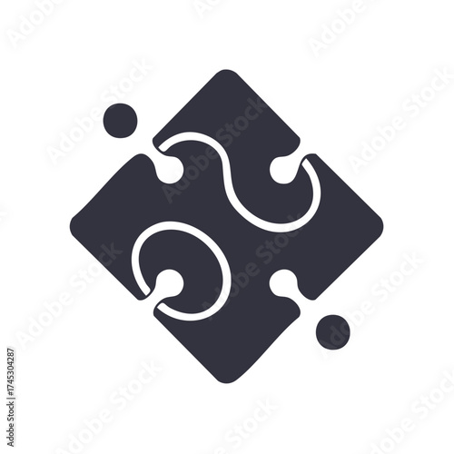 Minimalist abstract connection icon with intertwining lines and dots symbolizing digital networking and integration