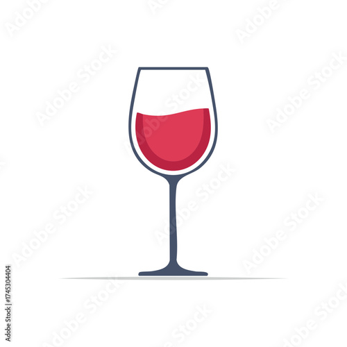 Wine glass with red liquid, illustration of glassware for celebration