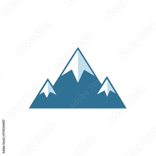 Stylized Mountain Range Peak Trio with Snowy Caps Simple Graphic Design for Adventure Tourism or Nature Resource Concept