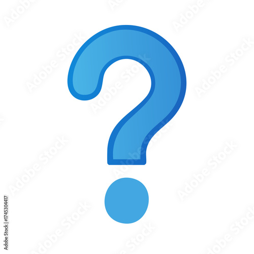 Glossy blue question mark icon graphic symbolizing questions problems and solutions