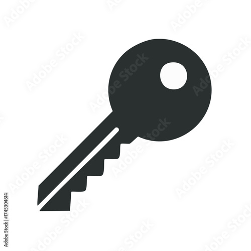 Minimalist key glyph icon representing access security opportunity and home ownership