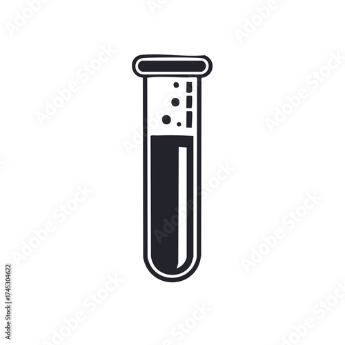 Test tube with liquid, isolated vector graphic with laboratory equipment, experimentation in science, chemistry
