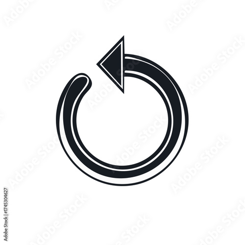 Black Arrow in a Circular Motion Icon, Replay, Restart Symbol