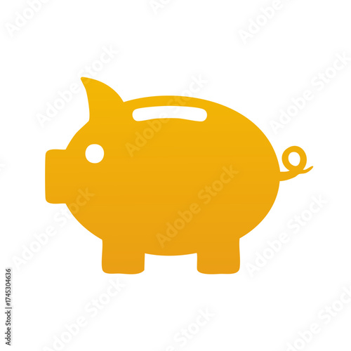 Orange piggy bank icon for saving money and financial planning