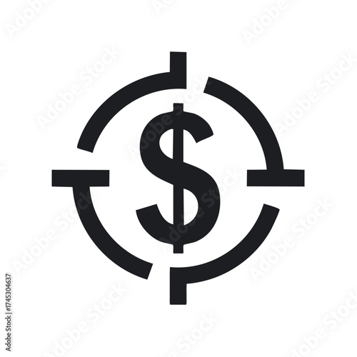 Dollar sign in crosshairs icon representing financial target or money focus