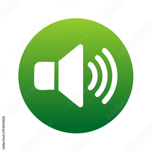 Sound Icon in Green Circle Showing Volume Waves, Audio Symbol