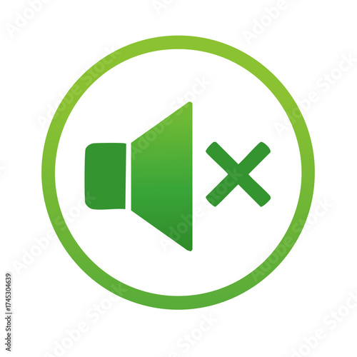 Audio Mute Icon in Green Circle for Silent Mode