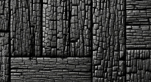 Shou Sugi Ban seamless pattern of charred wood featuring the traditional Japanese wood preserving technique