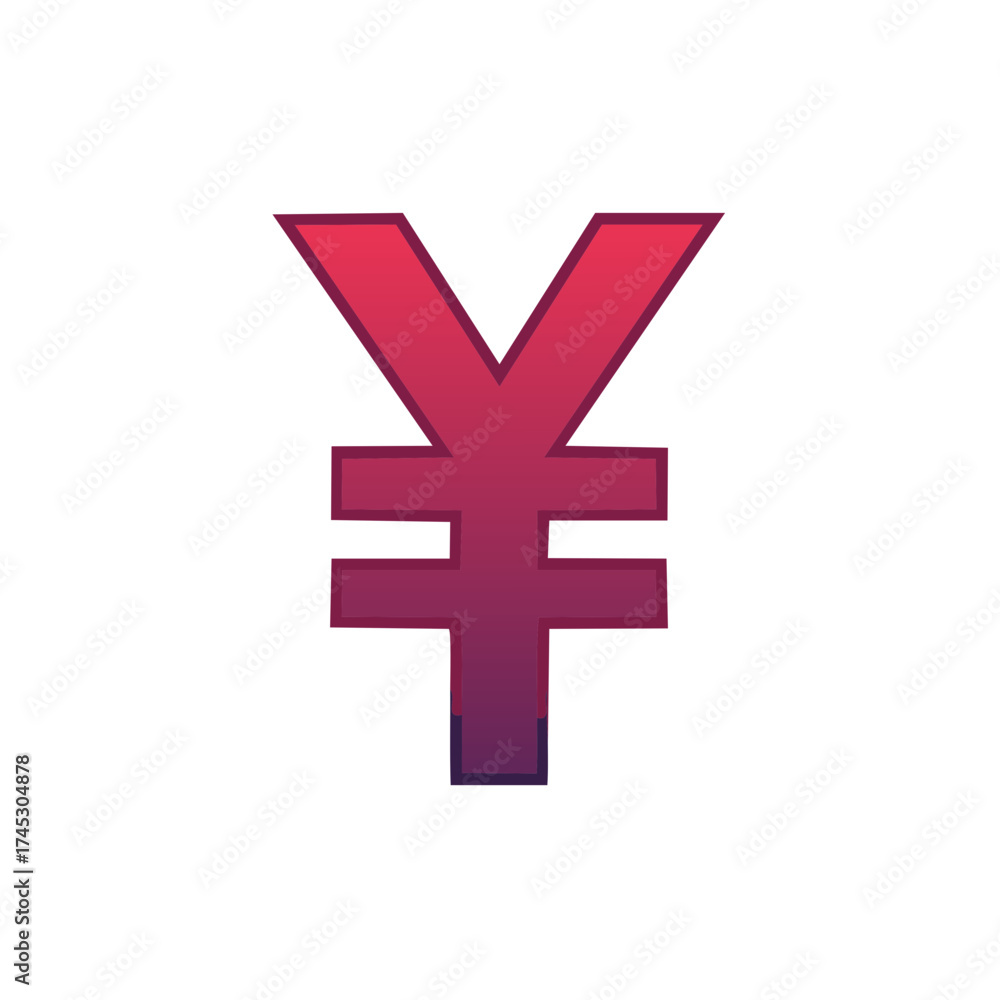 Obraz premium Vibrant red to purple gradient Yen Yuan currency symbol for financial concepts and global economy