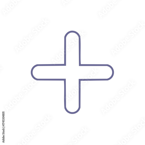Purple outline plus sign icon simple graphic for addition and positive concepts