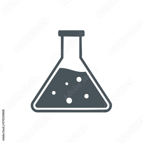 Erlenmeyer Flask Filled with Liquid and Bubbles for Science Laboratory Concept