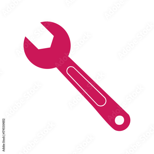 Magenta Spanner Tool Illustration - Simple Minimalist Repair Icon for Mechanic and Engineering Purposes