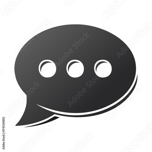 Dark Chat Bubble Icon with Three Dots Communication Concept