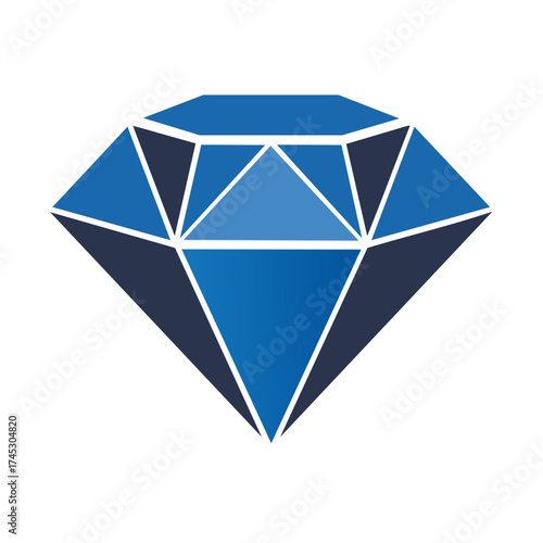 Elegant blue diamond vector icon symbol of luxury wealth and high quality
