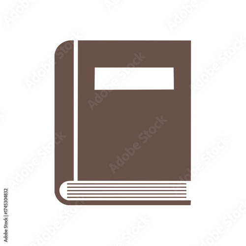 Closed Hardcover Book Illustration With Title Box and Brown Cover