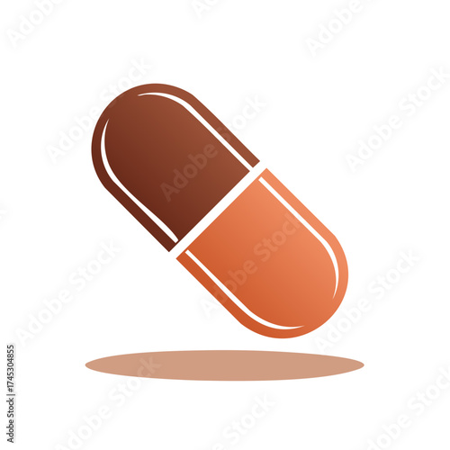 Two-Tone Pill Capsule Graphic Illustration for Health and Pharmacy Concepts