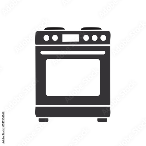 Black Oven Range Vector Icon Kitchen Cooking Appliance Symbol Simple Design