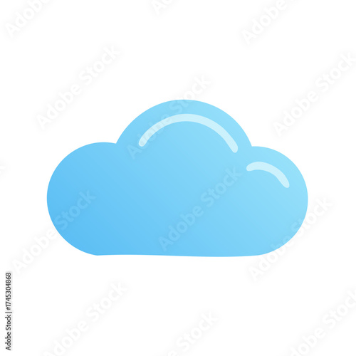Gradient Blue Cloud Icon, Simple Vector Cloud Clipart Shape