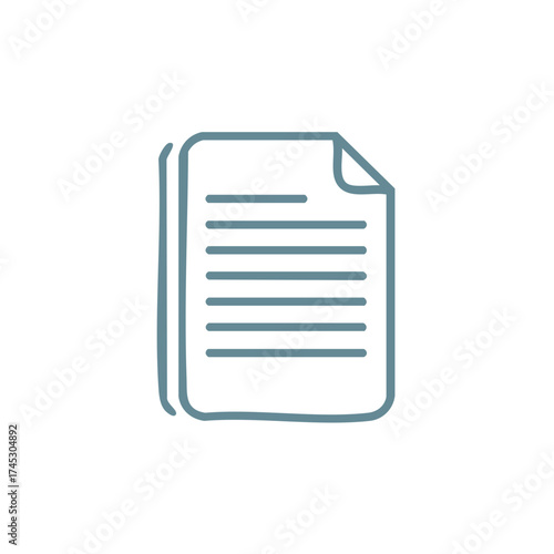 Drawn document with lines, a symbol for notes, business, information.