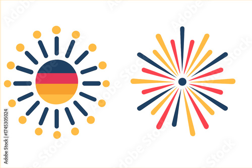 Abstract patriotic bursts symbolizing celebration and national pride with German flag colors
