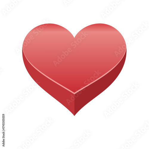 Solid Red Heart Shape with 3D Effect and Subtle Gradient