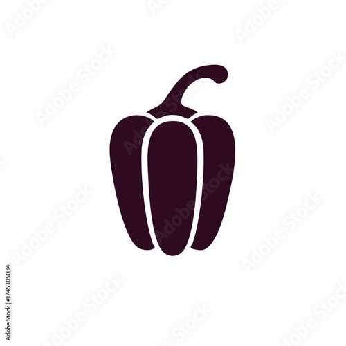 Dark minimalist bell pepper vegetable icon or silhouette graphic design element for food concepts