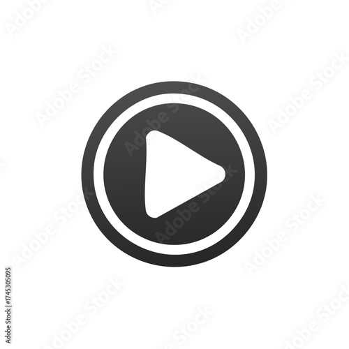 Circular play button icon with white triangle for media player interface design