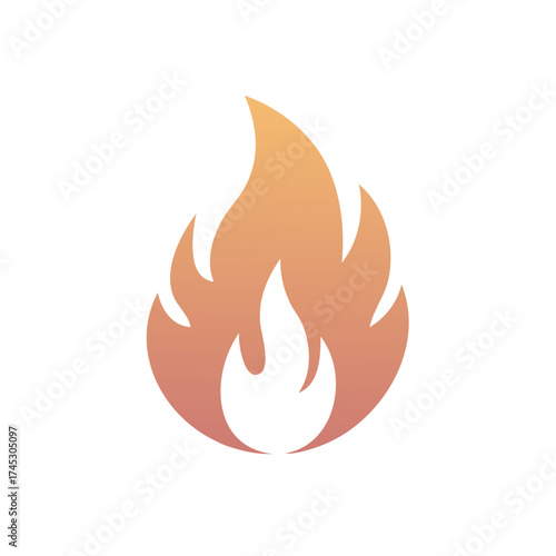 Stylized Fire Flame Icon with Gradient Orange and Yellow Hues
