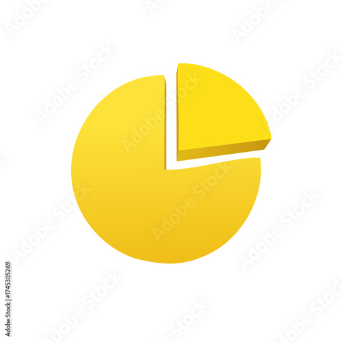 Yellow 3D Pie Chart Segment Showing Percentage or Portion
