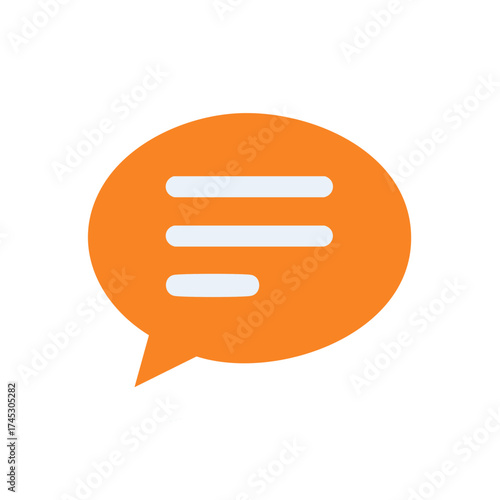 Orange communication bubble with three horizontal lines representing text or message