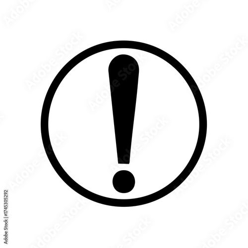 Black Exclamation Mark Inside a Circle Warning Symbol Icon
